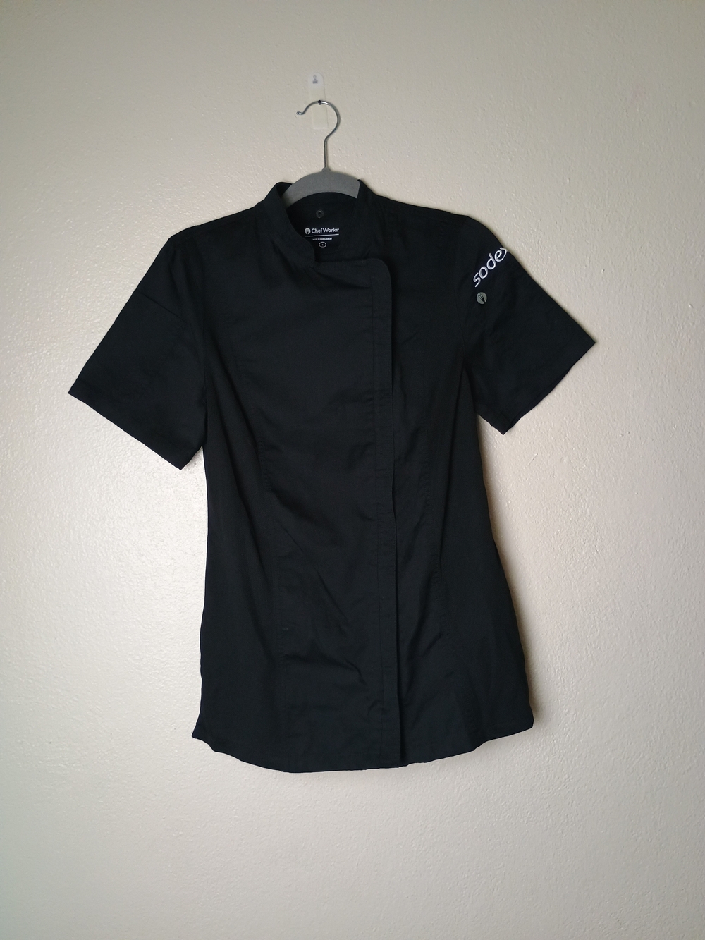 Chef work Coat Women' Size S Black Short-Sleeve Button-Down Chef Shirt - Sodek